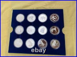 1991 cook Islands World wildlife endangered species silver proof set, 24 coins