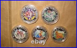 1994 GUINEA WORLD'S FAMOUS DOGS $ color Proof SILVER 5 Pcs COINS Set With COA &