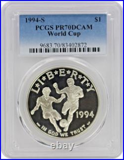 1994-S World Cup Commemorative Silver Dollar PCGS Proof-70 Deep Cameo 1994-S World Cup Commemorative Silver Dollar PCGS Proof-70 Deep Cameo