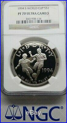 1994-S World Cup Proof Silver Dollar NGC PF70 Ultra Cameo Commemorative
