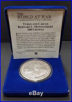 1994 World at War Montgomery 5 oz 100 Crowns Silver Proof Coin COA