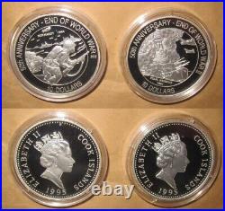 1995 COOK ISLAND End of the World War II 50th Anni. Proof silver 4 coins set wit