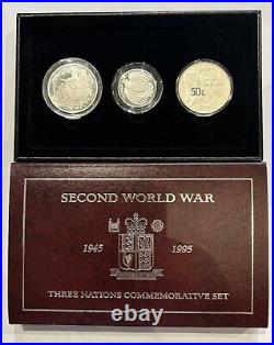 1995 -Second World War 3 Coin Three Nations Limited Edition Silver Proof Set