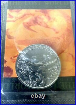 1997 The Lost World Jurassic Park Velociraptor Silver Dollar Coin
