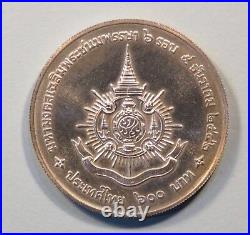 1999 King Bhumibol Adulyadej 72nd Birthday 600 Baht Silver Unc World Coin Rama 9