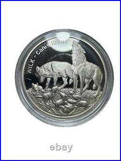 1999 Poland Proof Silver Coin 20zl Animals of The World Wolf, Milky