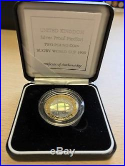 1999 Royal Mint Silver Proof Piedfort £2 Coin Rugby World Cup HOLOGRAM