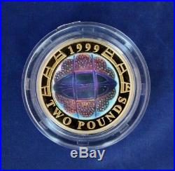 1999 Silver Piedfort Proof £2 coin Rugby World Cup in case with COA (H6/8)