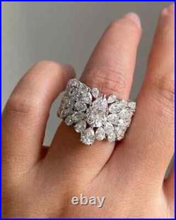 2.0Ct Pear Cut Lab-Created Diamond Cluster Engagement Ring 14K White Gold Plated