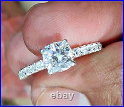 2.20 Ct Certified Round Cut Off White Diamond Natural 925 Silver Engagement Ring