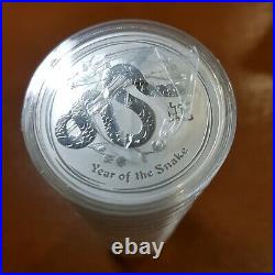 20 x Perth Mint 2013 Lunar Snake series2 1 OZ silver coins FREE global SHIPPING1