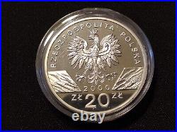 2000 poland 20 zlotych Hoopoe crowned bird World Animals rare silver world coin