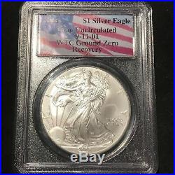 2001 SILVER EAGLE 911 WORLD TRADE GROUND ZERO RECOVERY PCGS GEM UNCIRCULATE s56