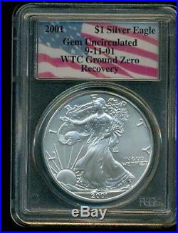 2001 Silver Eagle World Trade Center Wtc Recovery 9/11 Pcgs Gem Unc #2