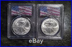 2001 WTC PCGS MS69 Bar Code Silver Eagle World Trade Center Sequential 910-911