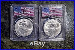 2001 WTC PCGS MS69 Bar Code Silver Eagle World Trade Center Sequential 910-911