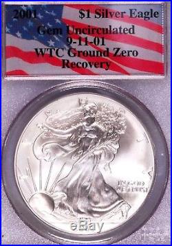 2001 WTC Silver Eagle Recovery PCGS World Trade Center Gem Uncirculated (#050)