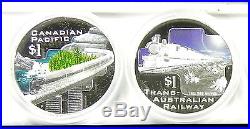 2004 GREAT RAIL JOURNEYS OF THE WORLD 5 x 1oz Pure Silver Proof Coin Set