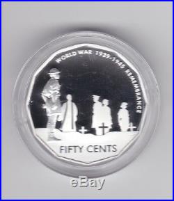 2005 50 Cent Silver Proof Coin World War 1939 1945 Remembrance ex Fine Set