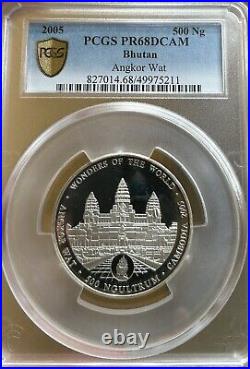 2005 Bhutan 500 ngultrum Wonders of the World Angkor Wat PR68 PCGS silver coin