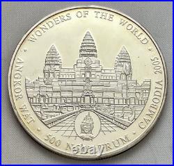 2005 Wonders of the World Angkor Wat 2oz Silver Proof 500 Ngultrum Coin