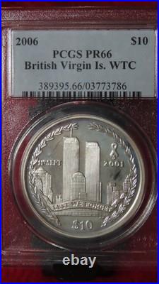 2006 British Virgin Islands Silver 9/11 Twin Towers World Trade Center PCGS PR66