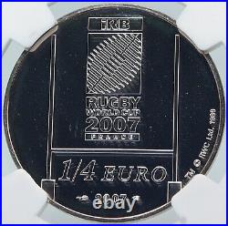 2007 FRANCE RUGBY WORLD CUP Silver 1/4 Euro FRENCH Coin NGC Certified MS i85429