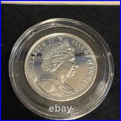 2008 2 OZ. 999 FINE SILVER ISLE OF MAN WONDERS OF THE WORLD 2 CROWNS COIN WithBOX