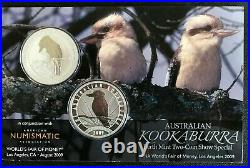 2008 & 2009 Australia Kookaburra 2 Coin. 999 Silver La World Fair Perth Mnt Pack