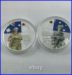 2008 End Of World War 1 1oz 999 Silver Proof Coin Pair Cook Islands