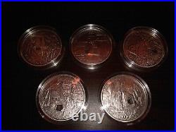 2009-2013 Treasures of the World Palau Emeralds Ruby Sapphire $5 Five Coin Set
