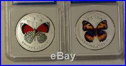2009 4 Coin China World Wildlife Series Set Chen Baocai Butterflies Silver Plate
