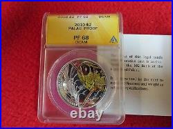 2010 $2 Palau Grasshopper ANACS PR68 World of Insects 1/2oz. 925 Silver Coin ngc
