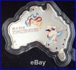 2010 Shanghai World Expo 1oz Australia-Shaped Silver Coin