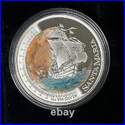 2011 $1 Ships Changed the World Santa Maria 1oz Coloured Silver Proof Coin