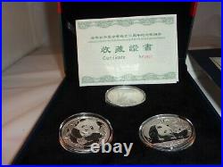 2011 CHINA 3 pc World Wildlife Fund Panda Antelope. 999 Silver Coins with Case COA