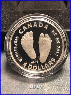 2011 Canada $4 Dollars Welcome To The World Baby Feet Proof Silver Coin COA&Box