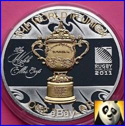 2011 NEW ZEALAND $1 One Dollar Rugby World Cup. 999 Silver Proof Coin + COA