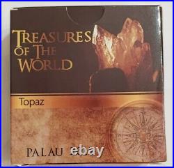 2012 $5 Palau Treasures Of The World TOPAZ Antique Finish 25g Silver Coin