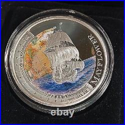 2012 Ships That Changed The World Mayflower 1oz Silver Proof Coin, 5000 made