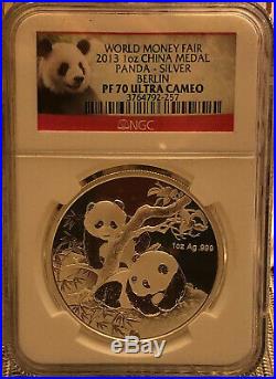 2013 PF 70 Ultra Cameo China Medal Silver Panda Berlin World Money Fair withBox