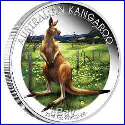 2014 $1 World Money Fair Berlin Show Special Coloured Kangaroo 1oz Silver Coin