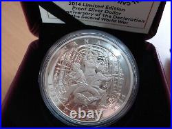 2014 75th Anniversary Declaration World War Two Silver Proof $1 Dollar Coin #-68