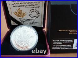 2014 75th Anniversary Declaration World War Two Silver Proof $1 Dollar Coin #-68