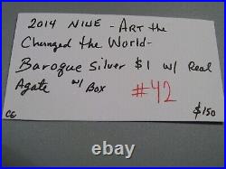 2014 NIUE Art that Changed the World Baroque Silver $1 with Real Agate with Box. #42