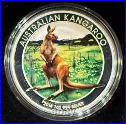 2014 Perth Mint World Money Fair Coin Show Special-Coloured Kangaroo Silver Coin 2014 Perth Mint World Money Fair Coin Show Special-Coloured Kangaroo Silver Coin