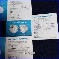 2014 World Cup Brazil Official Commemorative Coins Silver Set Real Euro Unused