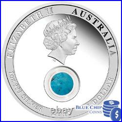 2015 $1 Treasures of the World 1oz Silver Proof Locket Coin with Turquoise