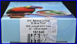 2015 COOK ISLANDS $5.925 SILVER 3D COIN World of Parrots Rainbow Lorikeet