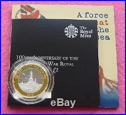 2015 First World War 100th Ann. Royal Navy Silver Proof Two Pound Coin Box + Coa